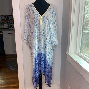 Pool to Party by Subtle Luxury Blue White Kaftan swim coverup